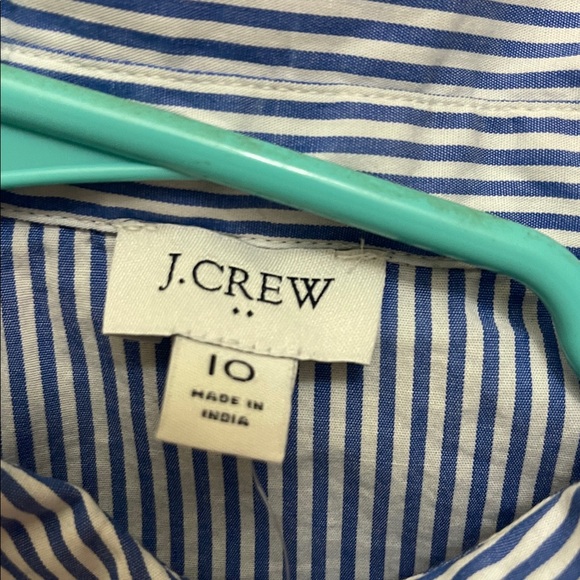 J.Crew Mini Dress Blue White Striped Collar Draw String Waist Size 10 - Picture 7 of 9